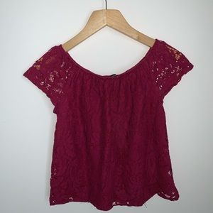Maroon Lace Crop Top